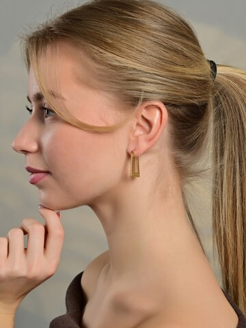 Akzent Earrings 'langlebig, Edelstahl, Kugel-Design, 27x20 mm, Silber o. Gold' in Gold: front