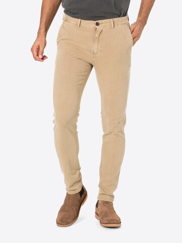 HKT by HACKETT Slimfit Lærredsbukser i beige: forside