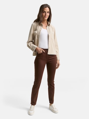 Coupe slim Pantalon 'Edda' TOM TAILOR en marron