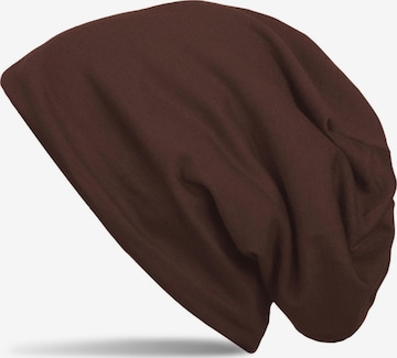 styleBREAKER Mütze 'Unifarbene Beanie Mütze mit Fleece' in Braun: Vorderseite