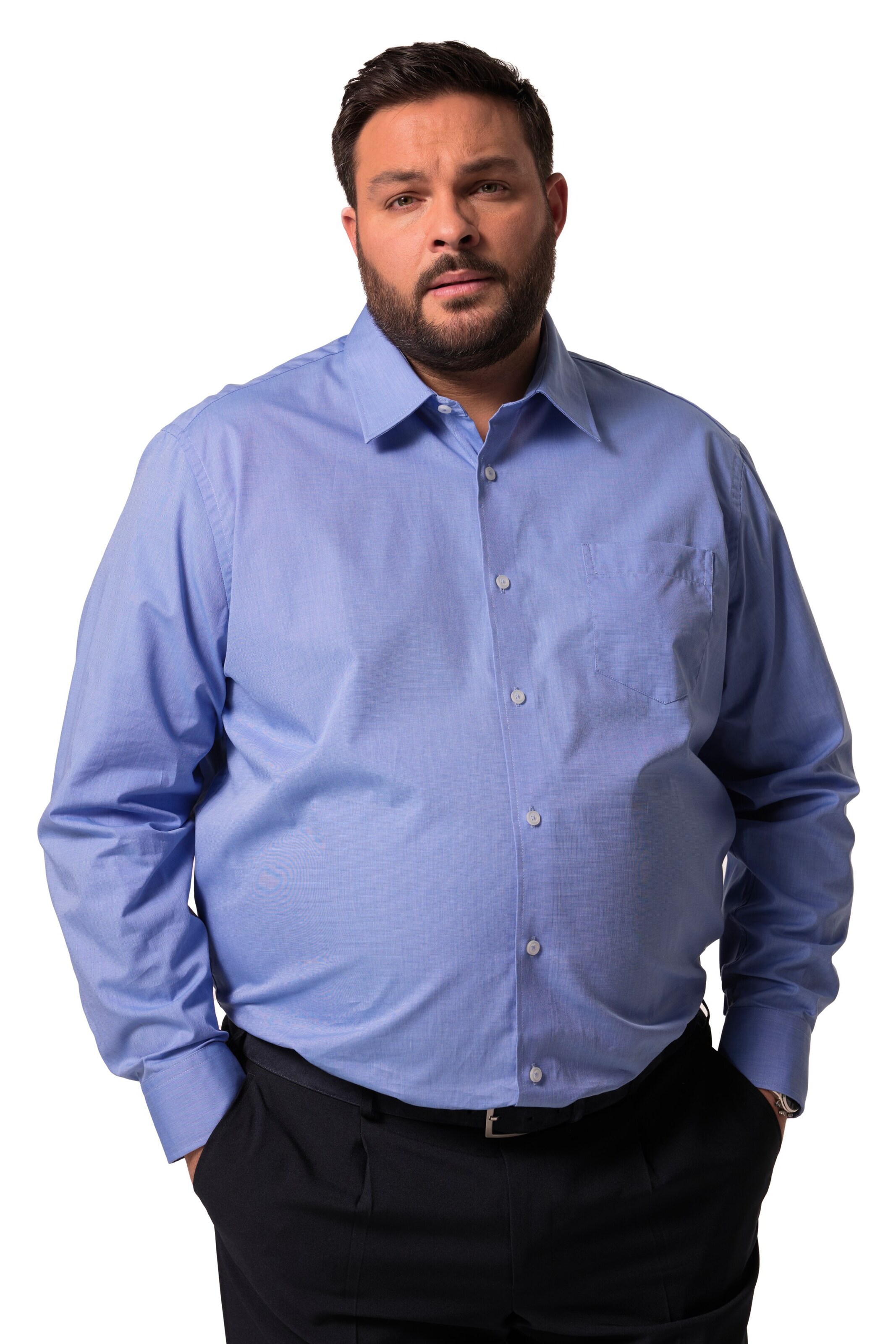 Men Plus Comfort fit Zakelijk overhemd in Blauw: voorkant