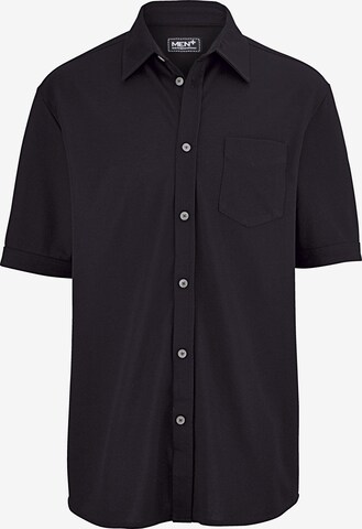 Men Plus Regular fit Button Up Shirt in Black: front