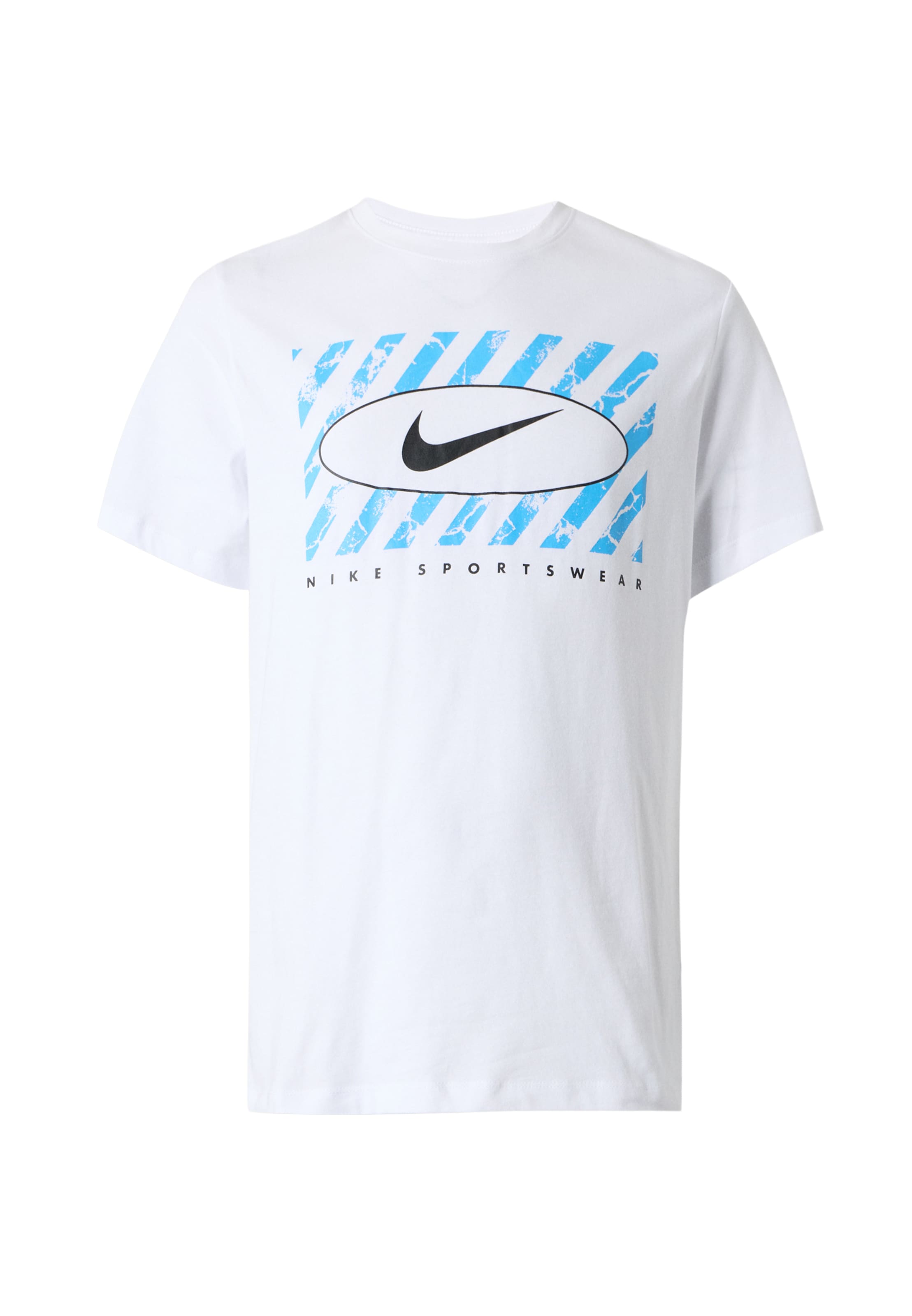 XS dydžio Marškinėliai iš Nike Sportswear, spalva – dangaus žydra / juoda / balta, Prekių apžvalga