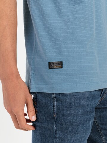 CAMEL ACTIVE Kurzarm Henley aus reiner Baumwolle in Blau