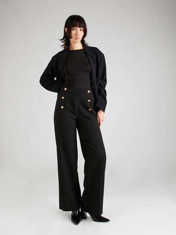 Dorothy Perkins Szeroka nogawka Spodnie w kant 'Military' w kolorze czarny