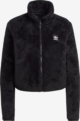 ADIDAS ORIGINALS Ζακέτα φλις 'Essentials+ Fluffy Teddy  Zip' σε μαύρο: μπροστά