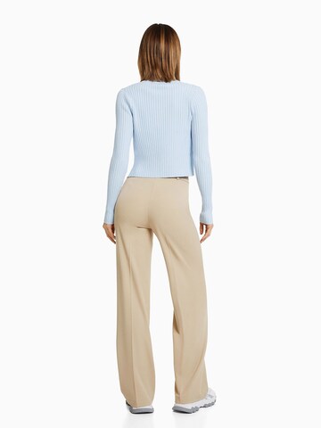 Wide Leg Pantalon à plis Bershka en beige