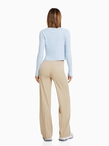 Bershka Wide leg Pleated Pants in Beige