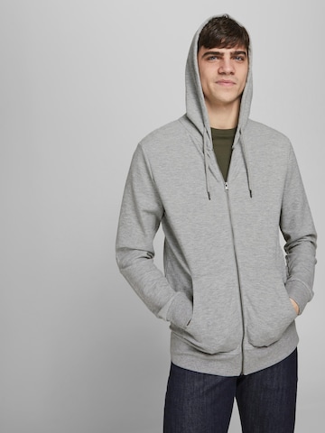 JACK & JONES - Sudadera con cremallera en gris