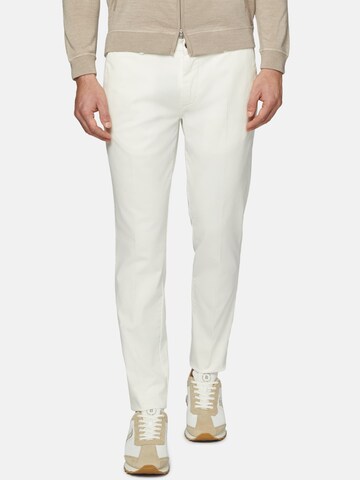 Boggi Milano Regular Pleated Pants in White: front