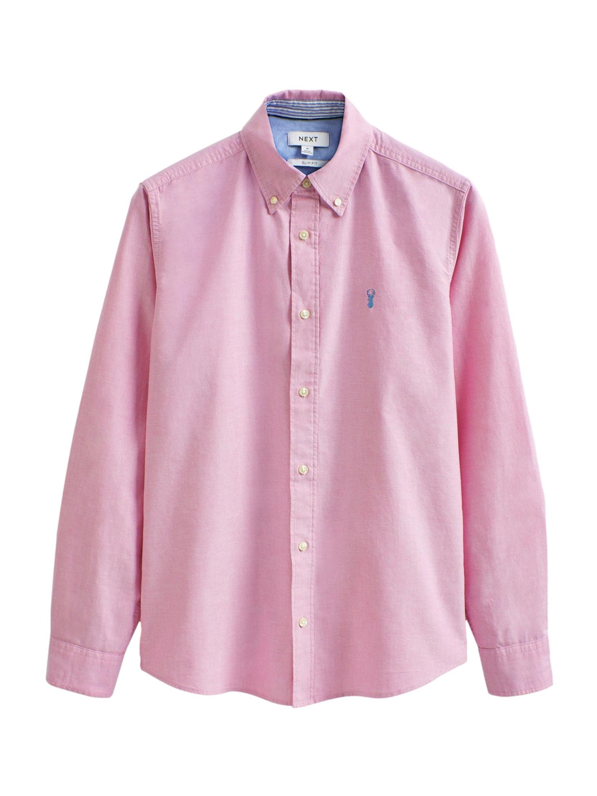 Next Slim fit Button Up Shirt in Pink: front
