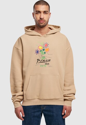 Merchcode Sweatshirt 'Apoh - Picasso Flowers of Peace' in Beige: voorkant