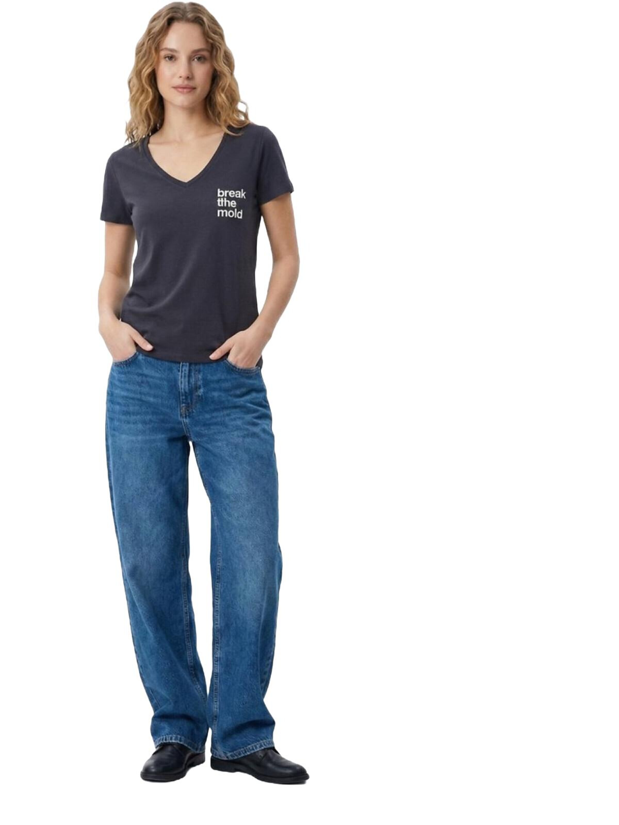 LTB Jeans Shirt 'V-Neck Slogan T-Shirt'‌‌ in Grau: Vorderseite