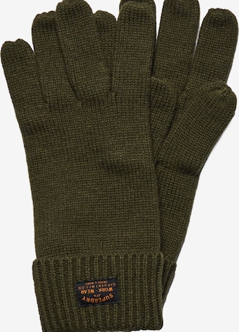 Superdry Full Finger Gloves 'Radar' in Green: front