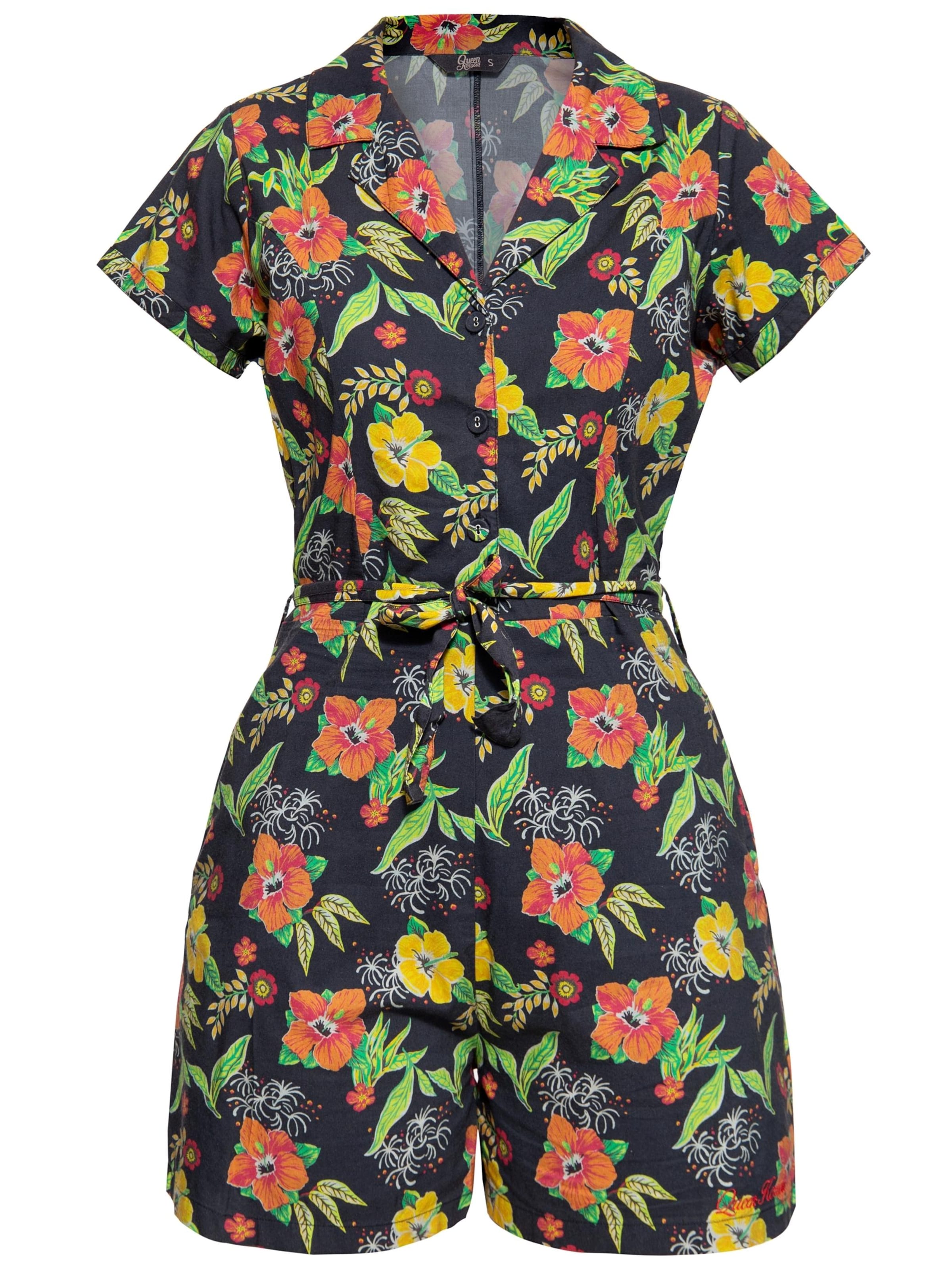 Queen Kerosin Jumpsuit 'Hibiscus' in Black, Item view