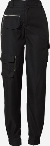 Misspap - Tapered Pantalón cargo en negro: frente