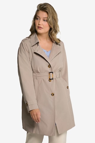 Ulla Popken Between-Seasons Coat in Beige: front