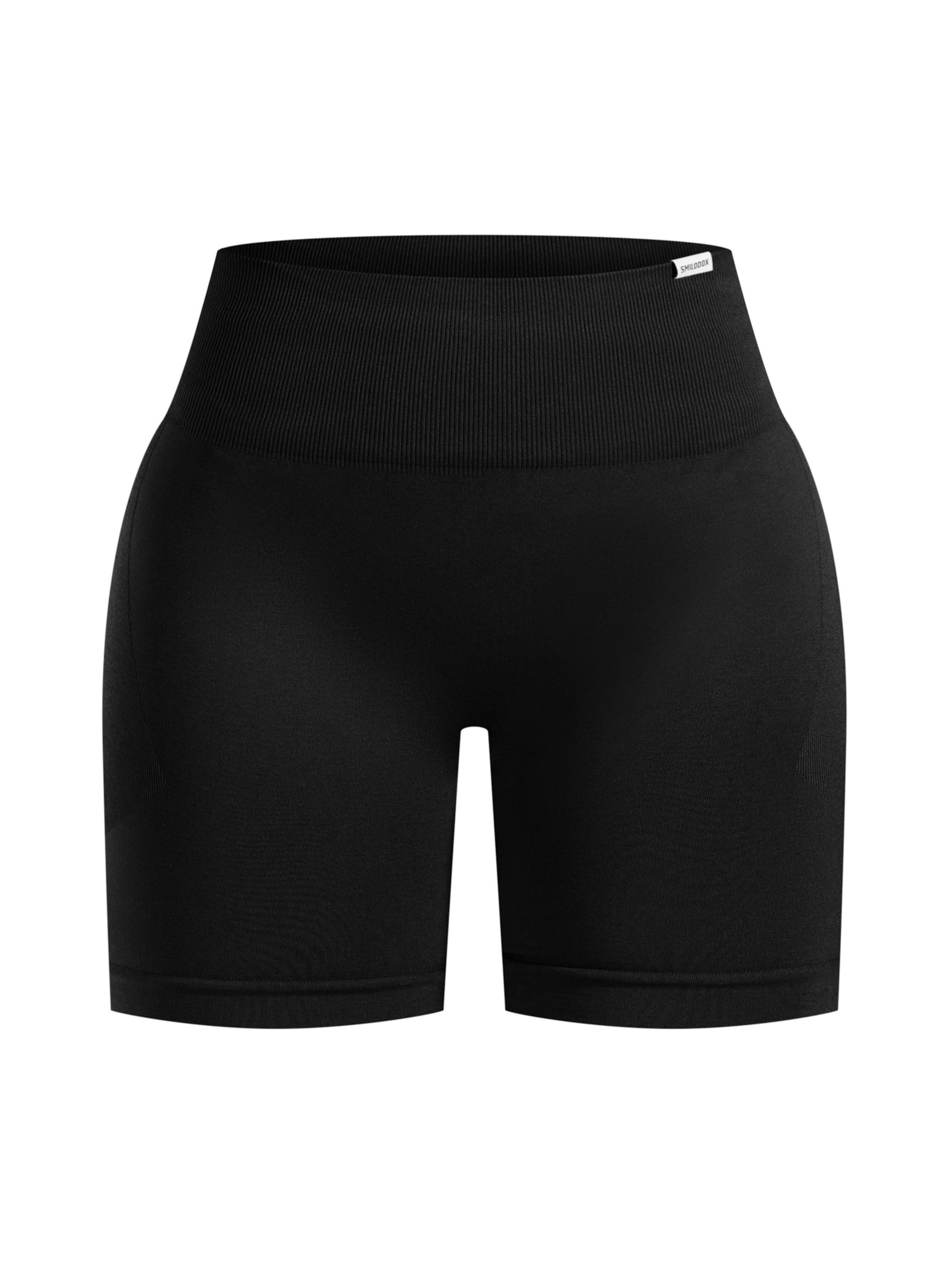 Smilodox Slimfit Shorts ' Scrunch Edina ' in Schwarz: Vorderseite