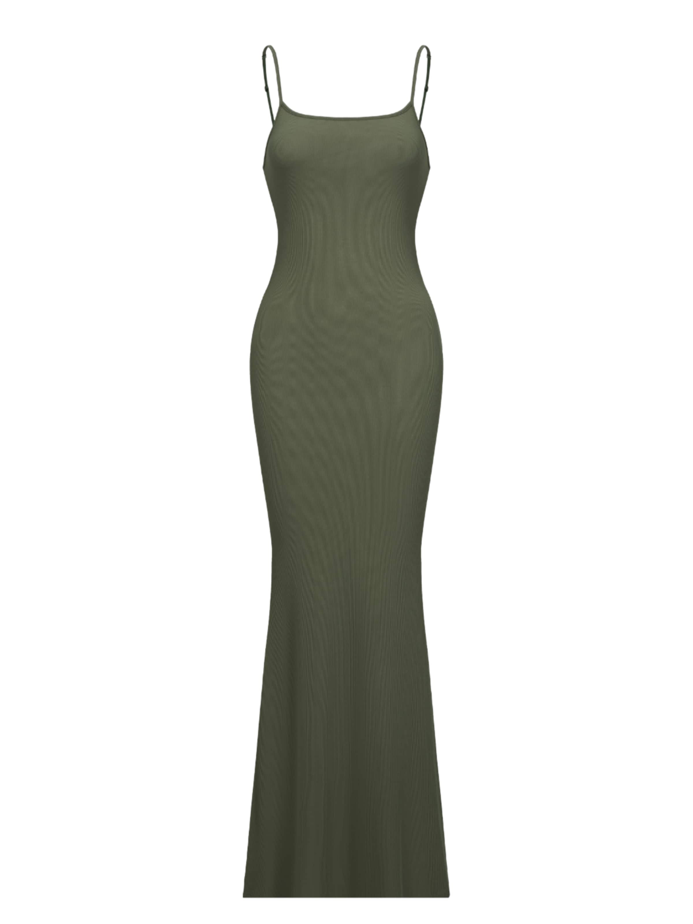 cfab (formerly creamy fabrics) Kleid 'Ribbed Cami Maxikleid'‌‌‌ in Grün: Vorderseite