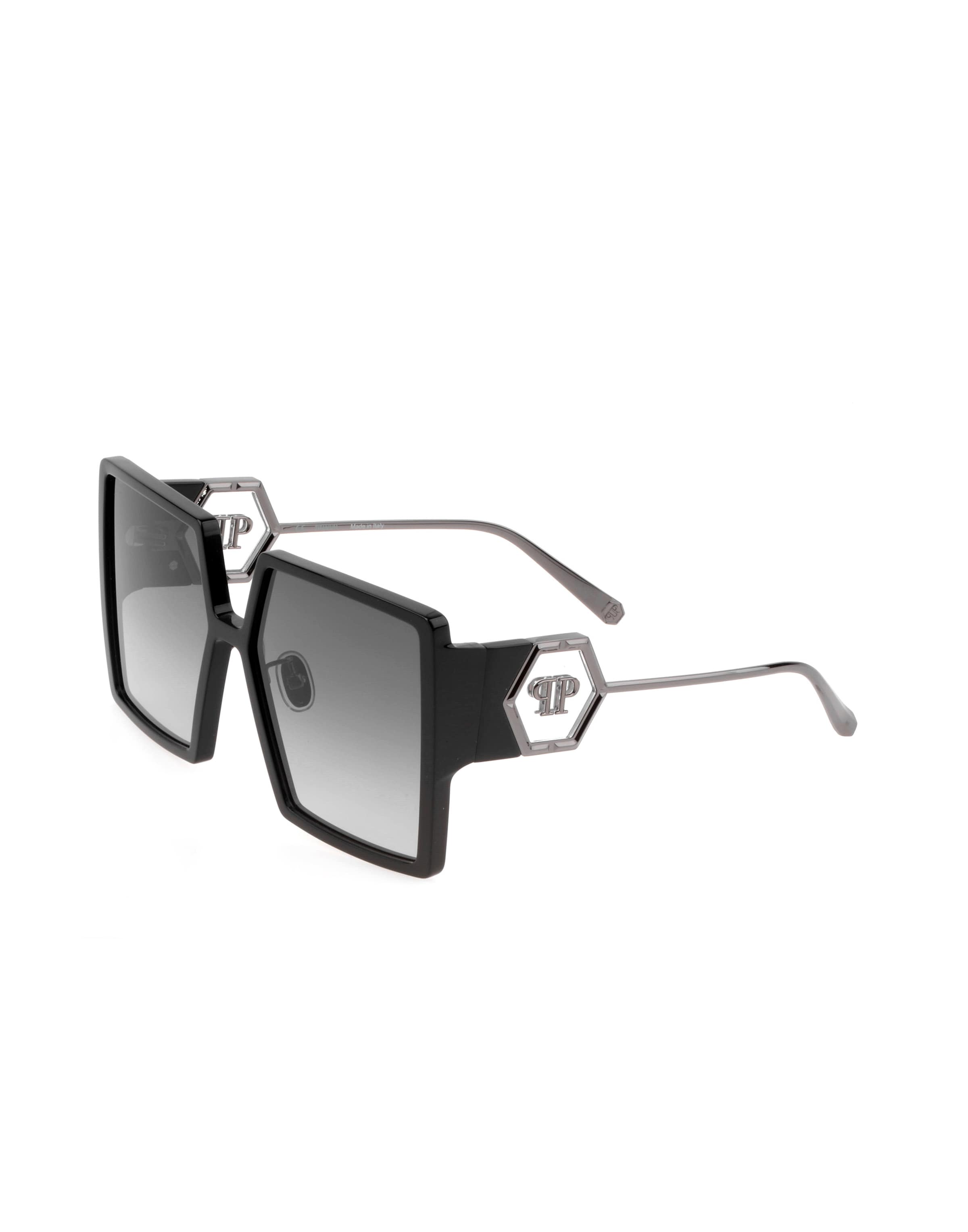 Philipp Plein Sonnenbrille 'Hexagon' in Schwarz: Vorderseite