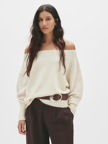 Pull&Bear Pulóver - bézs: elől