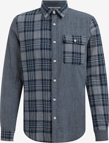 WE Fashion Regular fit Button Up Shirt in Blue: front