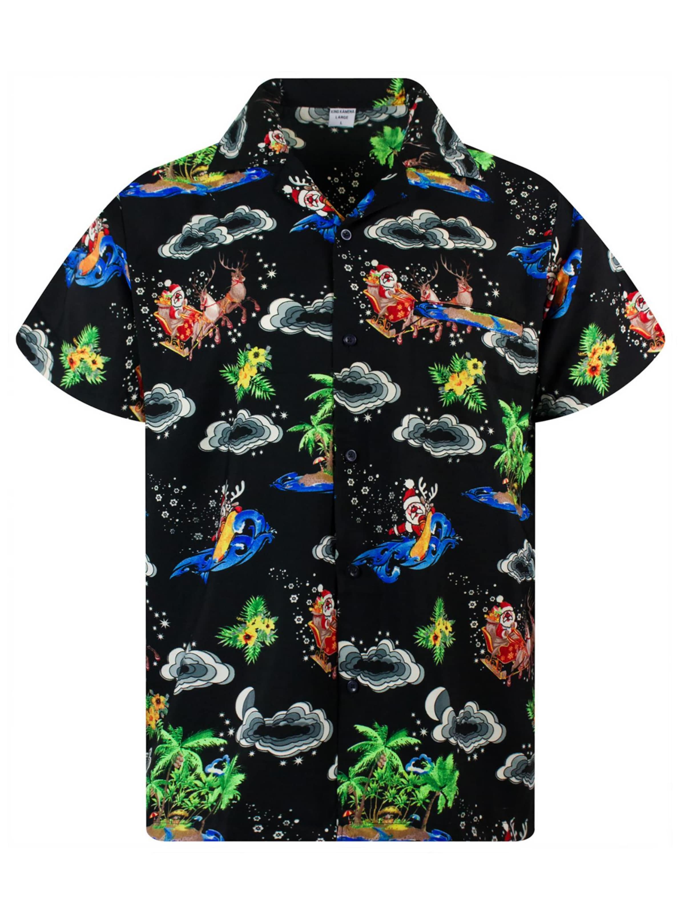King Kameha Regular Fit Hemd 'Christmas Island'‌‌‌‌‌‌‌‌ in Schwarz: Vorderseite