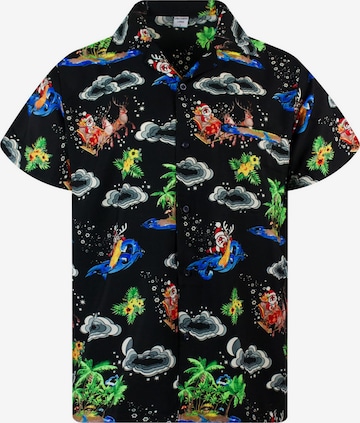 King Kameha Regular Fit Hemd 'Christmas Island' in Schwarz: Vorderseite