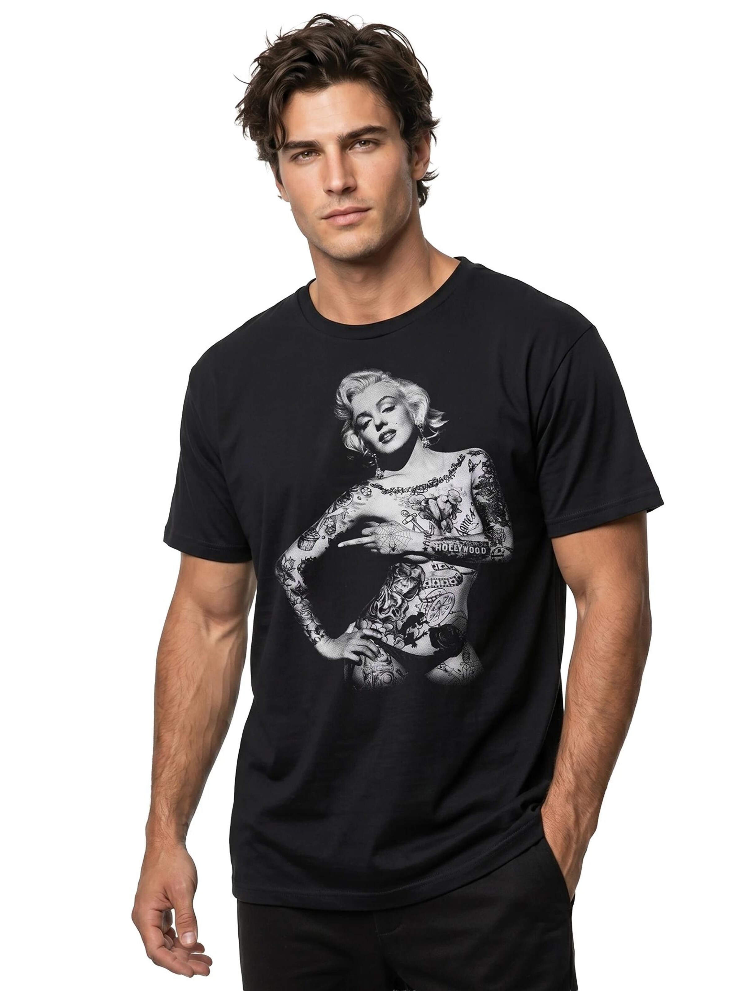 MAKAYA Shirt 'Marilyn Tattoo' in Black
