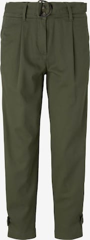 TOM TAILOR Loose fit Pleat-Front Pants in Green: front