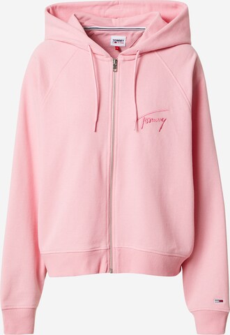 Tommy Jeans Zip-Up Hoodie in Pink: front