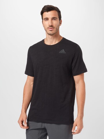ADIDAS SPORTSWEAR Skinny Performance Shirt in Black: front