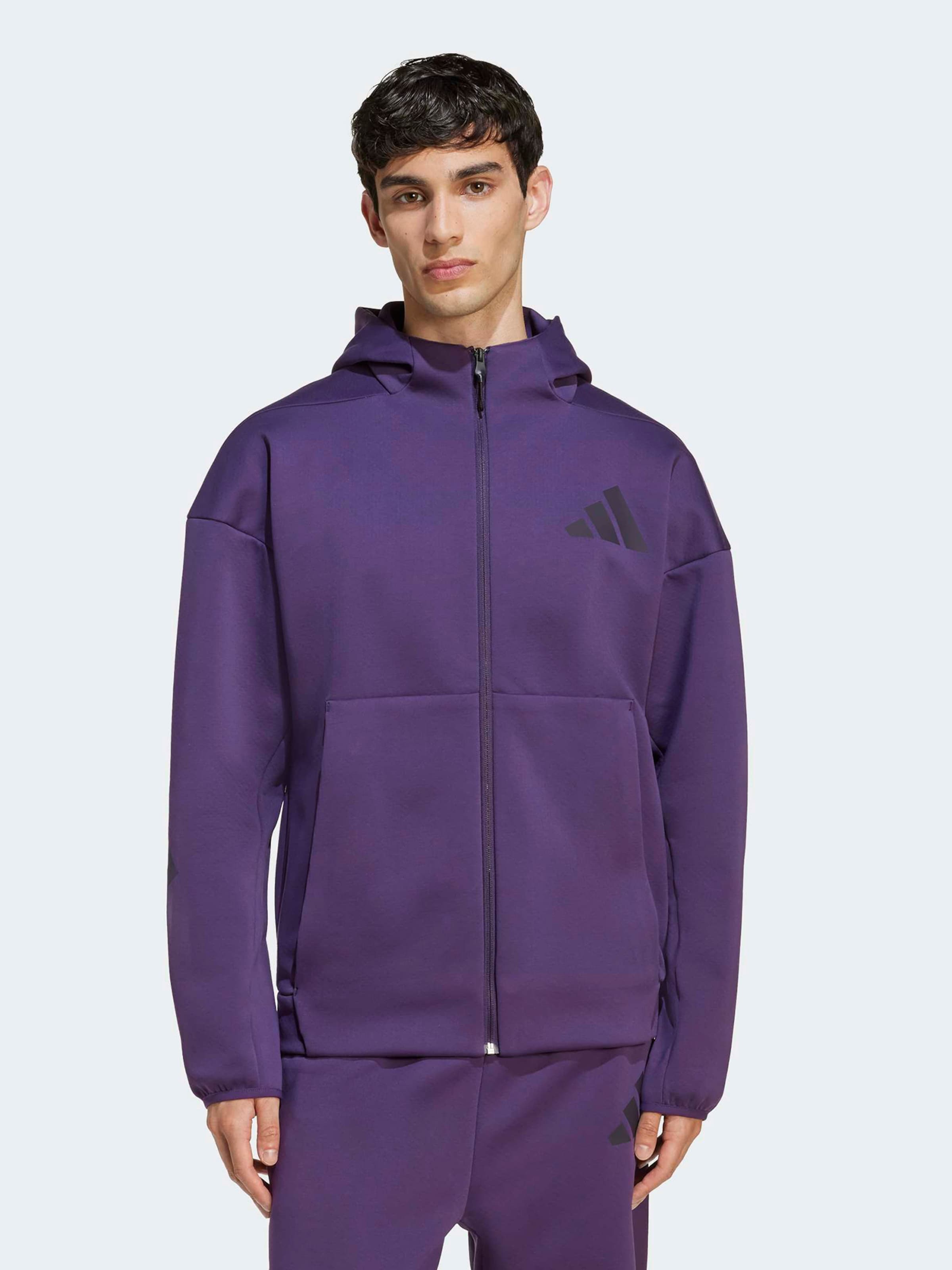 ADIDAS SPORTSWEAR Athletic Zip-Up Hoodie 'Z.N.E.' in Dark Purple
