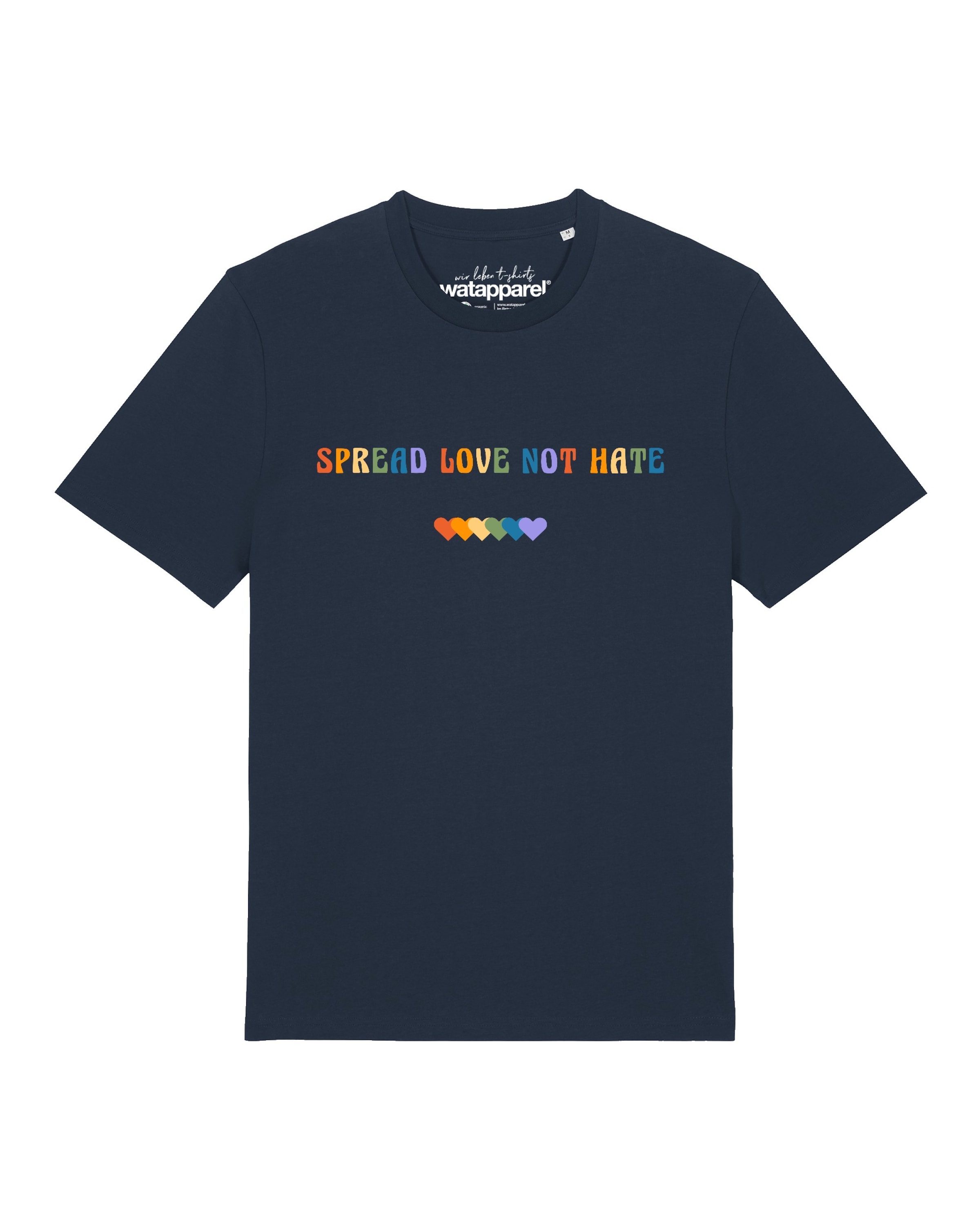 Maglietta 'Spread Love Not Hate' di Watapparel in blu: frontale