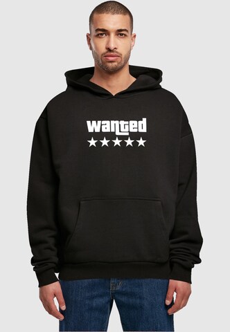 Merchcode Sweatshirt 'Wanted' in Zwart: voorkant