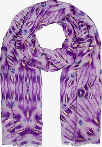 styleBREAKER Schal 'Schal Batik Muster Metallic Streifen' in Lila: Vorderseite