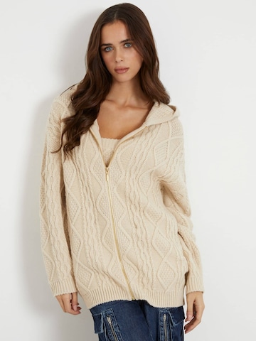 GUESS Knit Cardigan in Beige: front