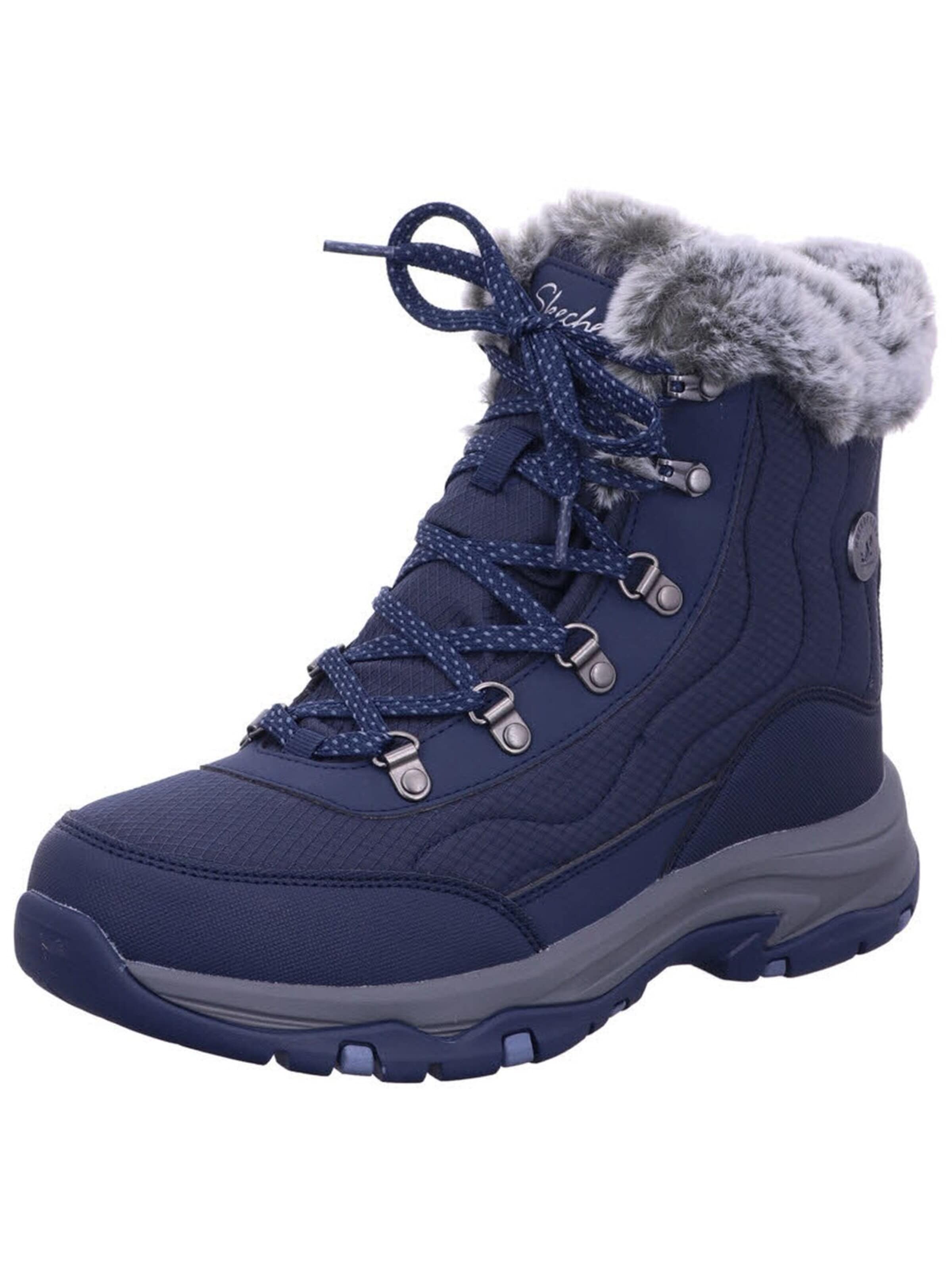 Stivaletto stringato 'Schnürstiefel Damen 167893 NVY Kunststoff (Synthetik) in blau' di SKECHERS in blu: frontale
