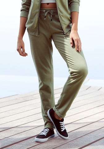 LASCANA Loose fit Pajama Pants in Green: front