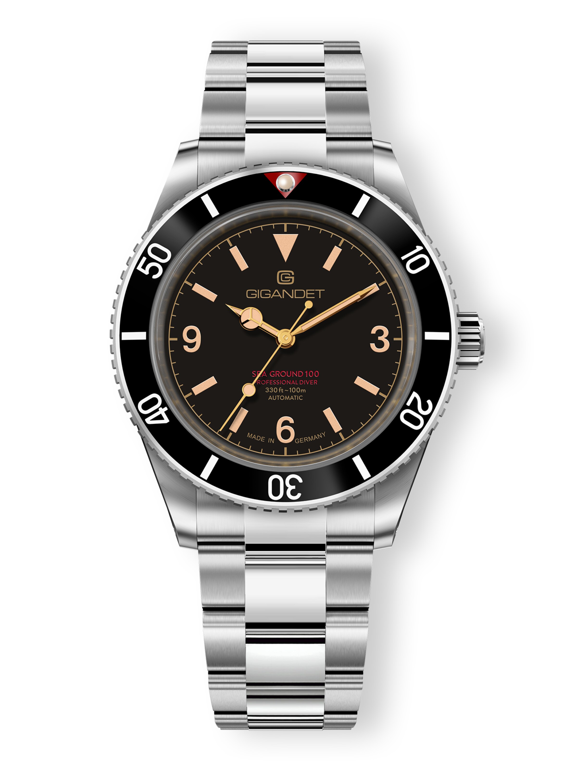 Gigandet Analoguhr 'SEA GROUND 100'‌‌‌‌‌‌‌‌‌ in Schwarz: Vorderseite