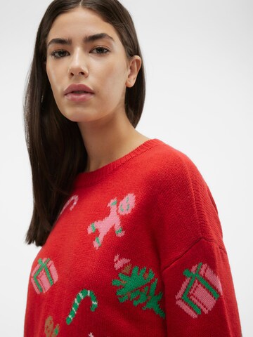 VERO MODA Pullover 'XMASPARTY ' i rød