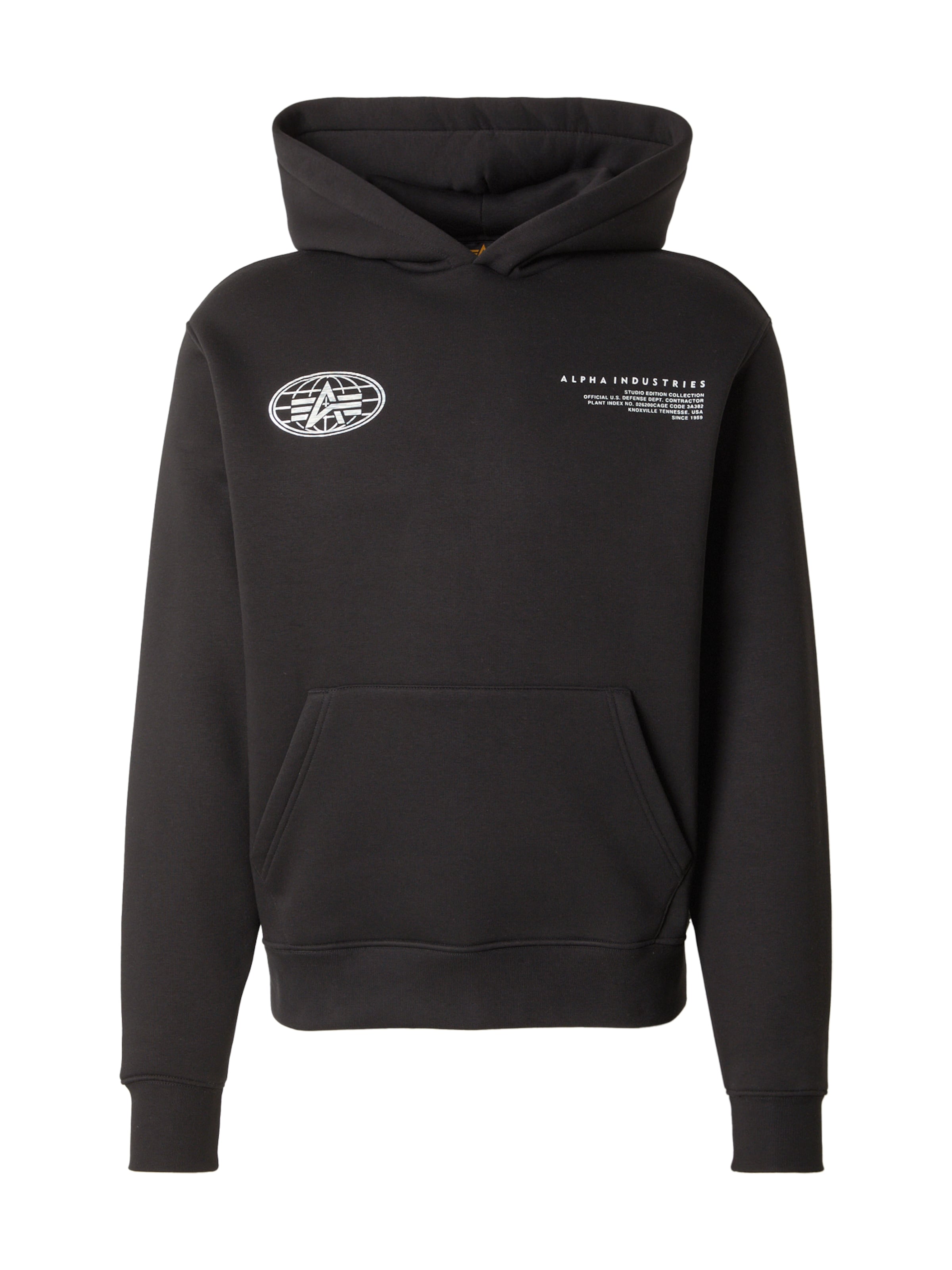 ALPHA INDUSTRIES Majica 'World' | črna barva: sprednja stran