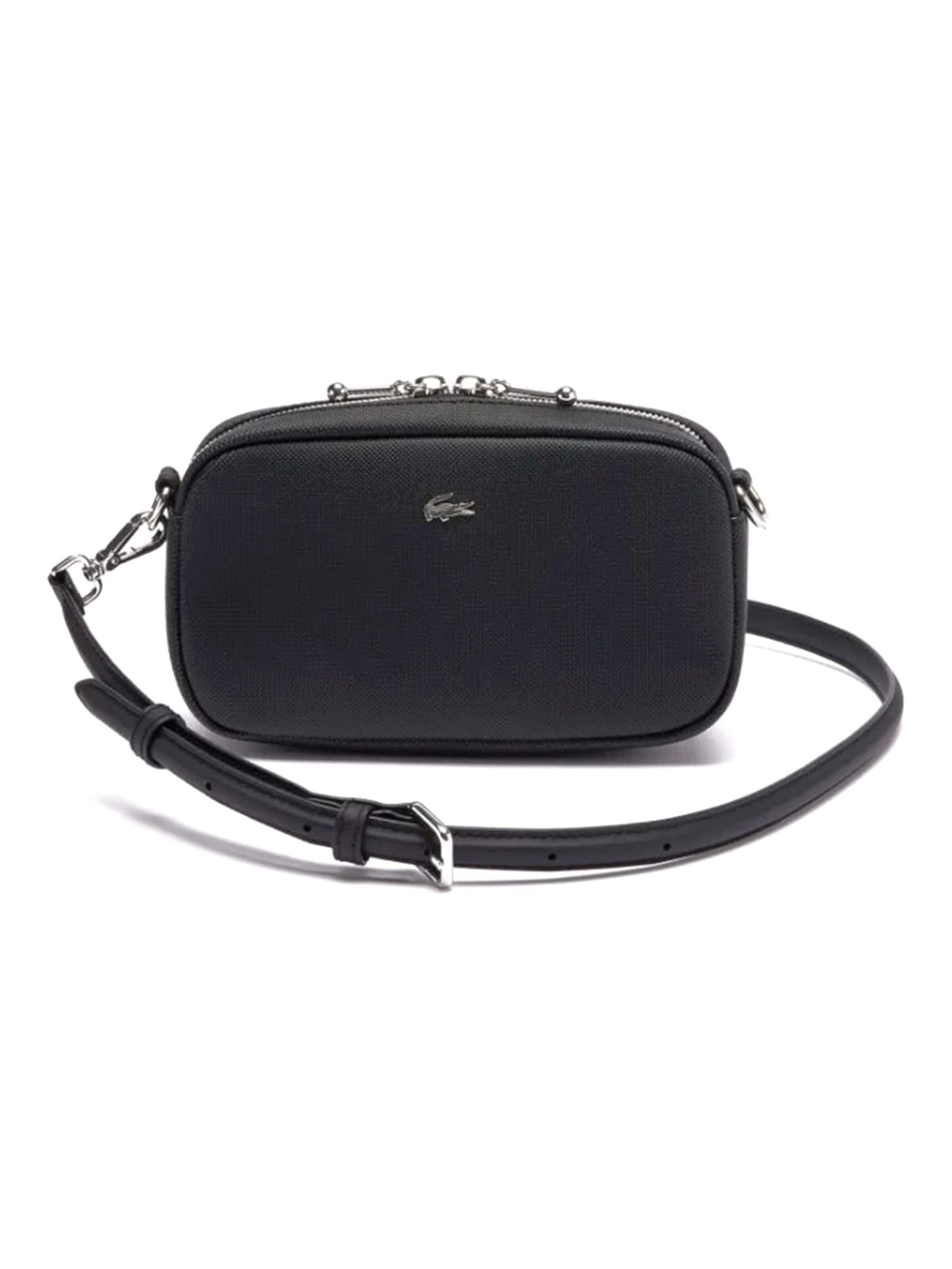 Borsa a tracolla 'CROSSOVER BLACK' di LACOSTE in nero: frontale