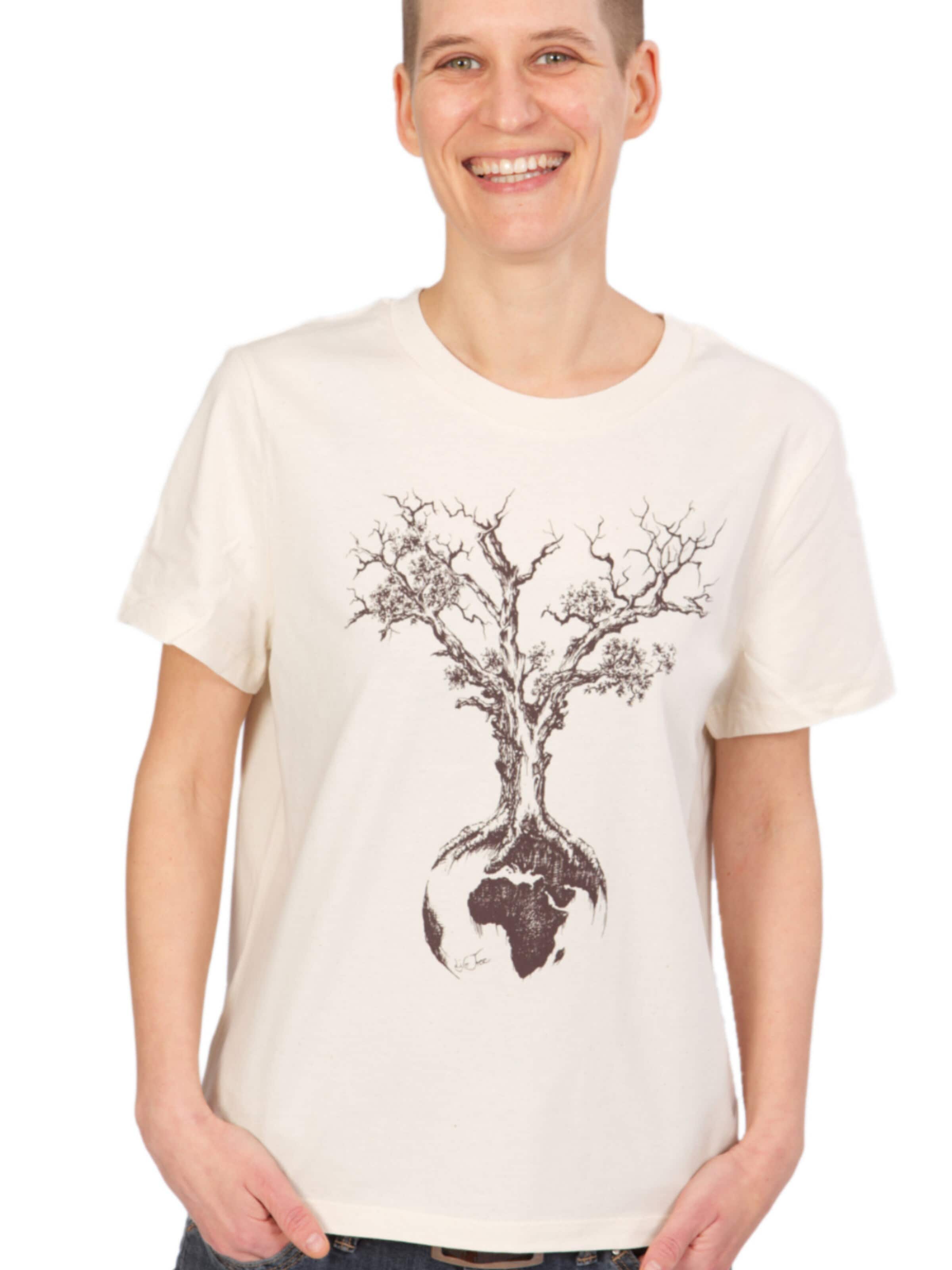 Maglietta 'Weltenbaum' di Life-Tree in bianco