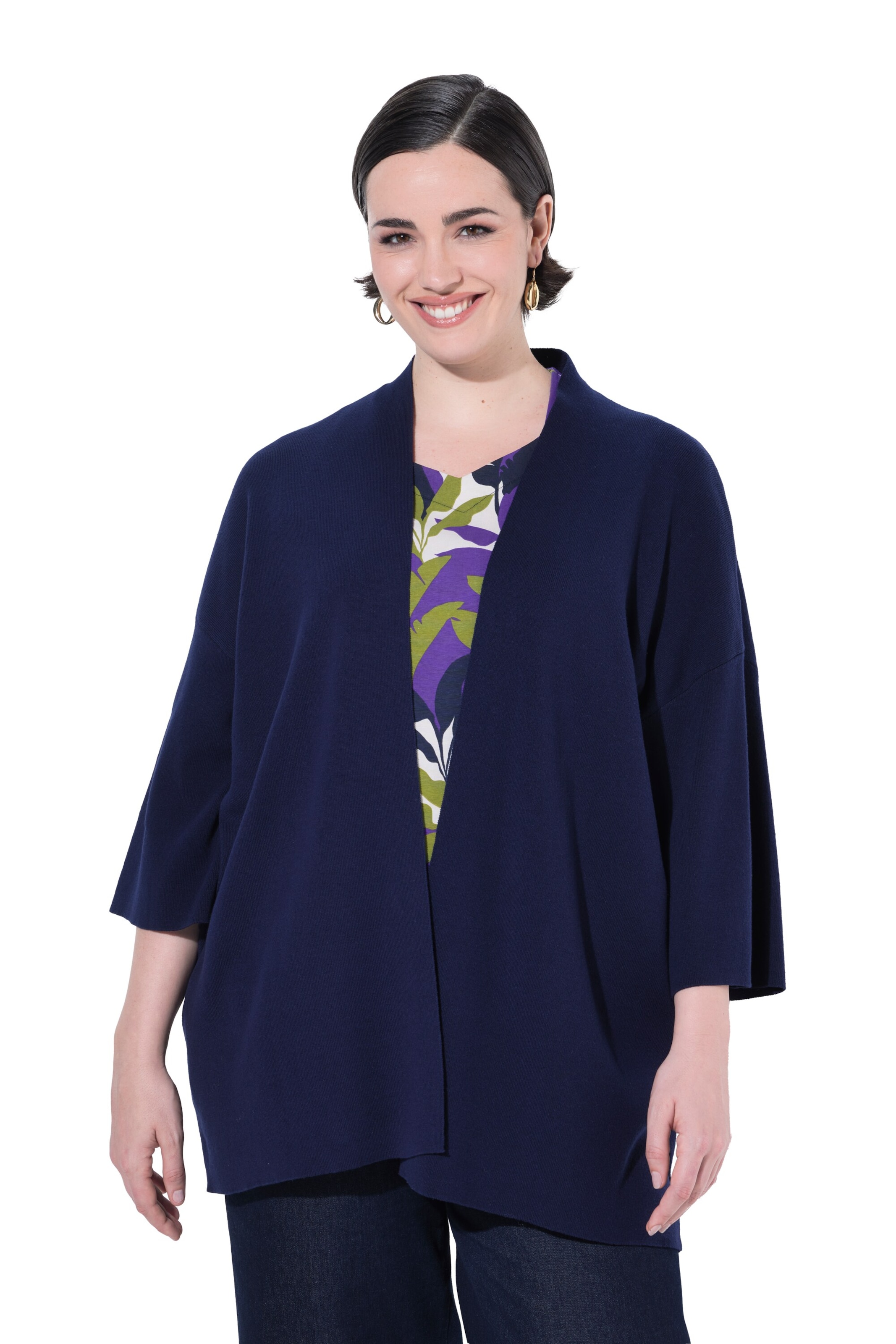 Ulla Popken Gebreid vest in Blauw: voorkant