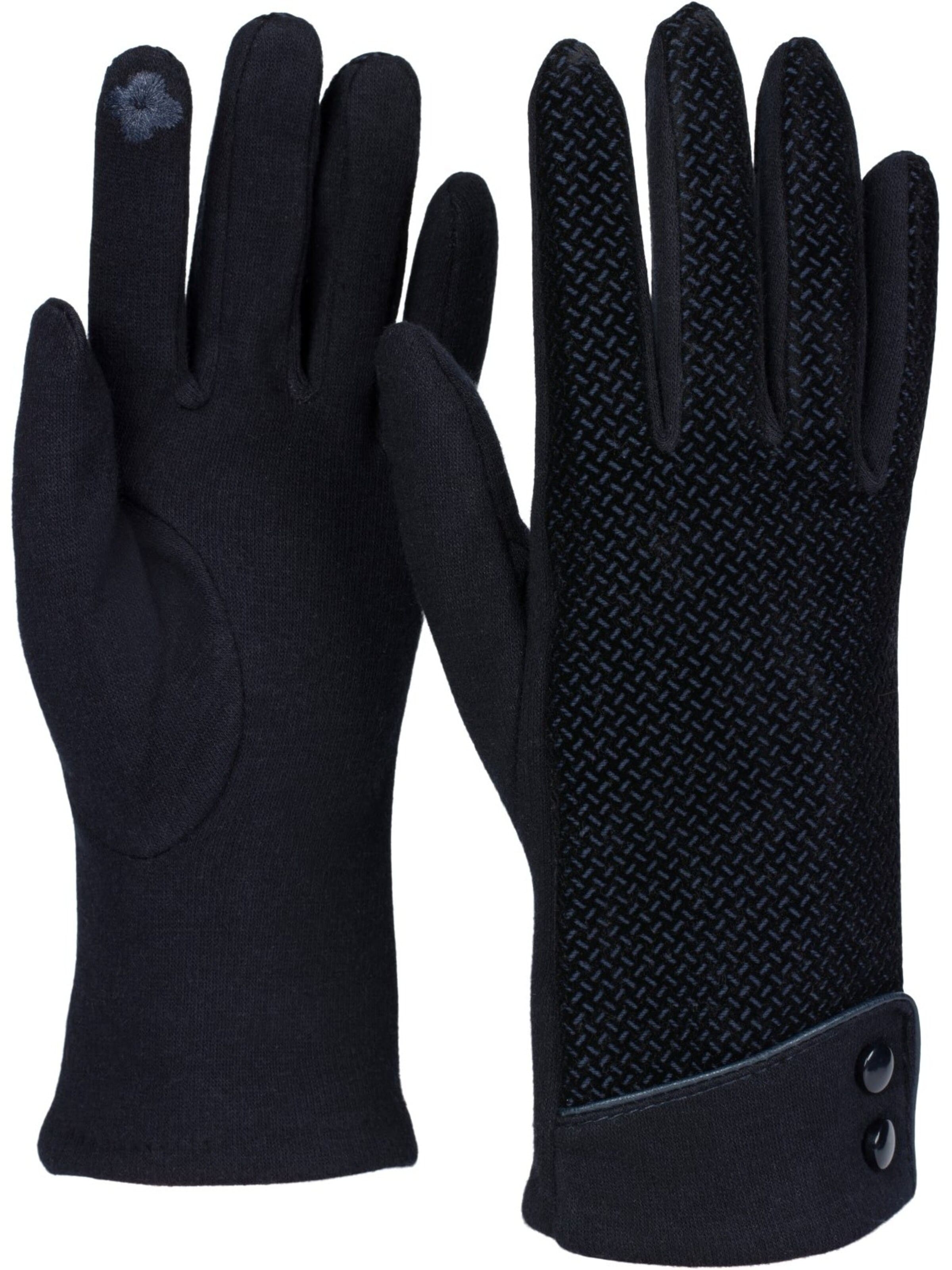styleBREAKER Full finger gloves 'Touchscreen Handschuhe mit weichem Riffel Muster' in Blue: front
