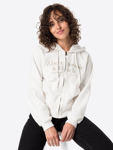 Abercrombie & Fitch Sweatjacke in Weiß: Vorderseite