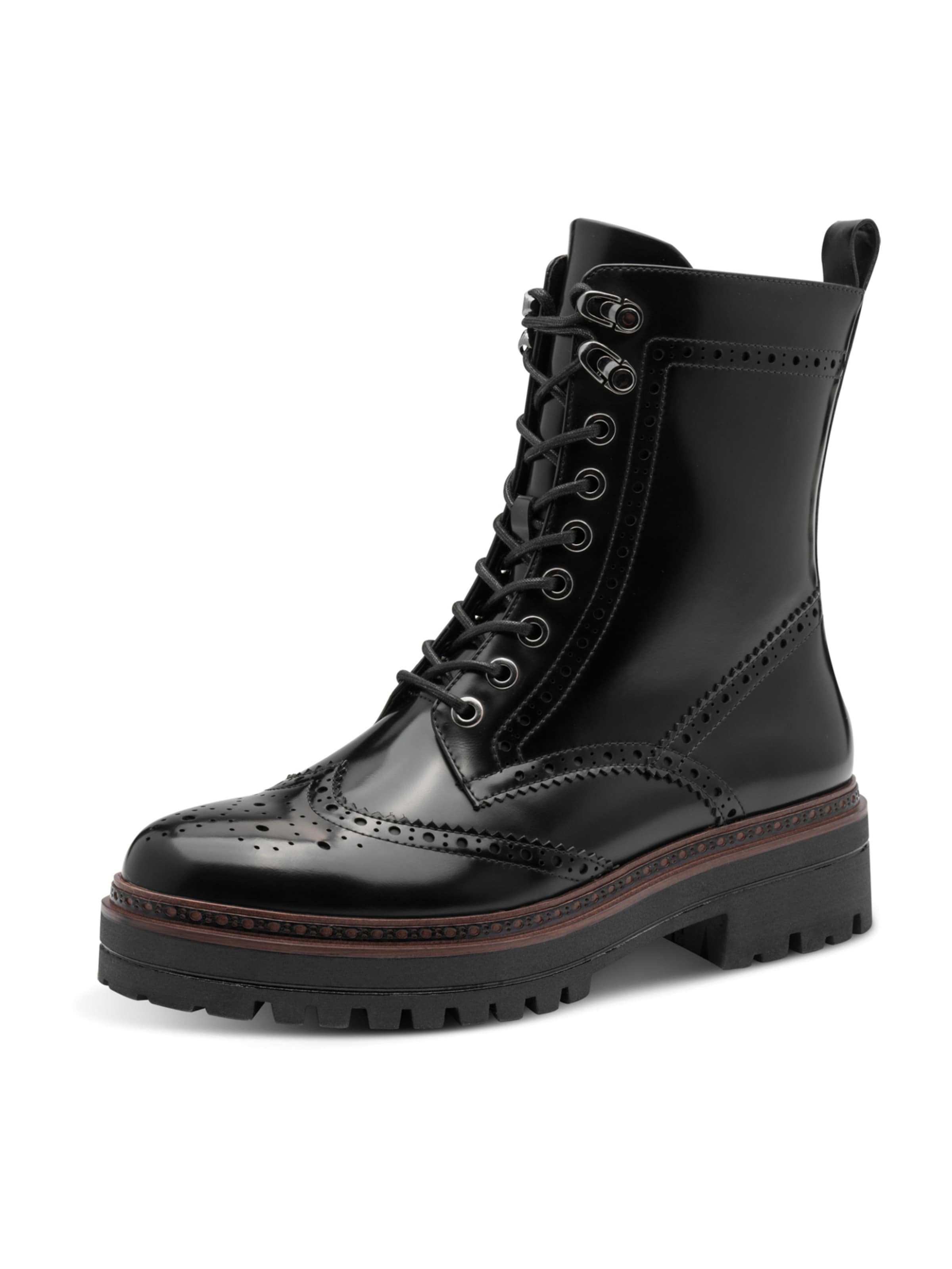 Tamaris - Botines con cordones en negro: frente