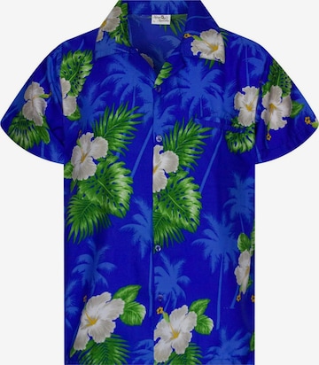 Camicia 'Small Flower' di King Kameha in blu: frontale