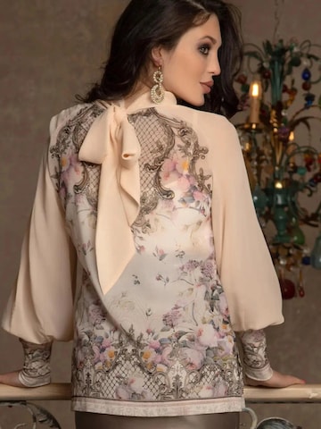 JIORO Blouse 'BAROQUE FLOWERS' in Beige